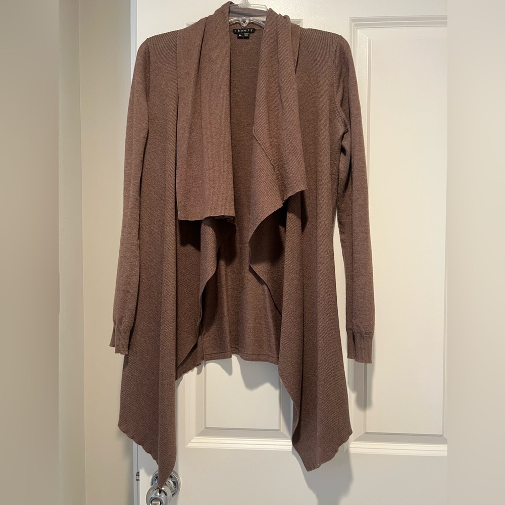 Theory Vernice Fusion Waterfall Cardigan Brown Size Small EUC